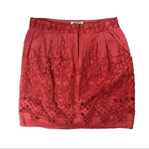 anthropologie yoana baraschi embroidered skirt size 4